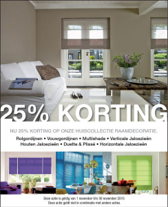25% Korting op huiscollectie raamdecoratie